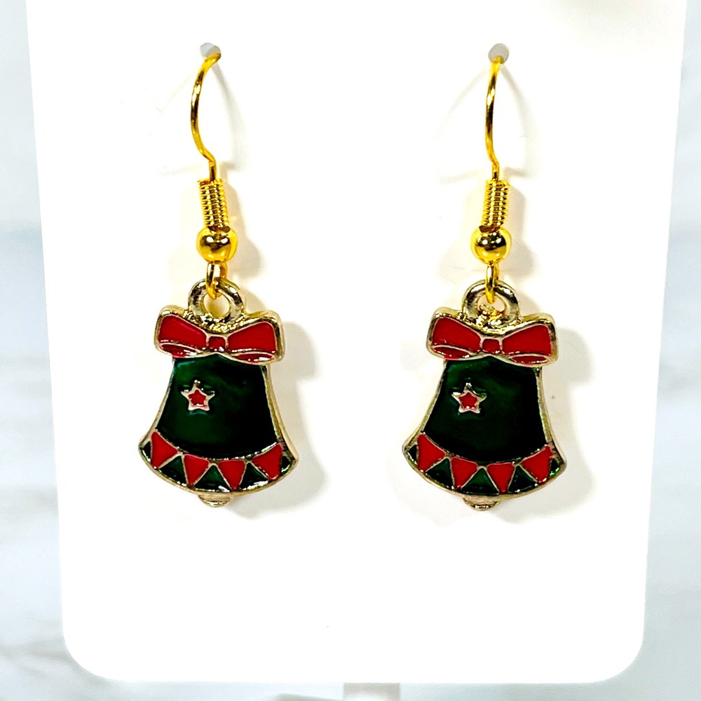 4/$20 Hand Crafted Festive Bell Earrings